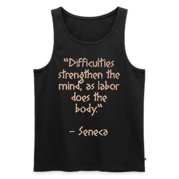 Difficultés force - Citation de Sénèque Sagesse stoïcienne - Débardeur bio Premium Homme - noir - Devant - AI Model Male 178 light (178cm)