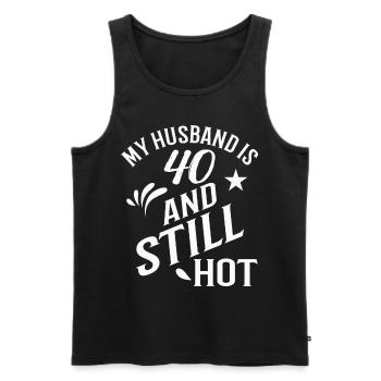 My Husband is 40 and still hot - Männer Premium Bio Tank Top - Schwarz - Vorne - Michal (187cm)
