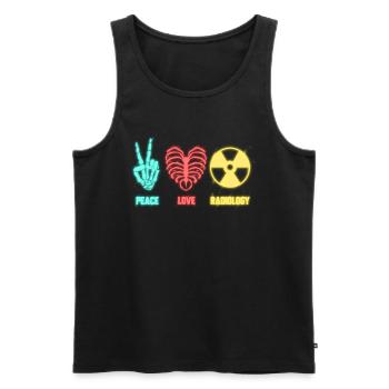 Radiologues et techniciens en radiologie Peace Love - Débardeur bio Premium Homme - noir - Devant - AI Model Male 178 light (178cm)