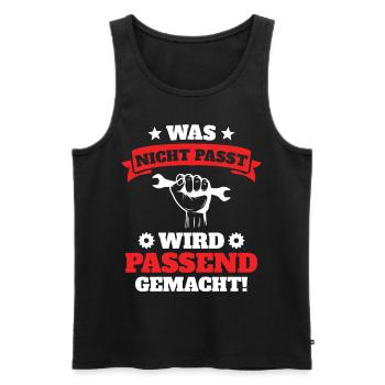 Was nicht passt wird Passend gemacht - Männer Premium Bio Tank Top - Schwarz - Vorne - AI Model Male 178 light (178cm)