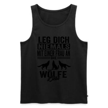Wolf Tierschutz Wolfliebhaber Lustige Sprüche - Männer Premium Bio Tank Top - Schwarz - Vorne - AI Model Male 178 light (178cm)