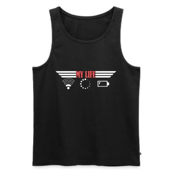 WiFi smartphone battery - Men's Premium Organic Tank Top - black - Front - AI Model Male 178 light (178cm)