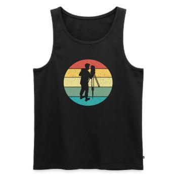 Arpenteur-géomètre cadeau vintage rétro - Débardeur bio Premium Homme - noir - Devant - Michal (187cm)