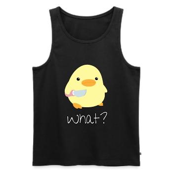 Was? Ente mit Messer Meme Küken Dank Süßes Tier - Männer Premium Bio Tank Top - Schwarz - Vorne - AI Model Male 178 light (178cm)