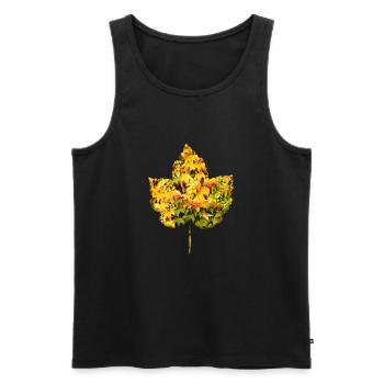 Foliage leaf filled with leaves Autumn simple, beautiful - Men's Premium Organic Tank Top - black - Front - AI Model Male 178 light (178cm)