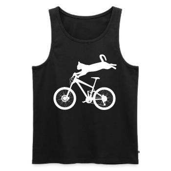 Cat Bike Cycling Bicycle - Men's Premium Organic Tank Top - black - Front - AI Model Male 178 light (178cm)