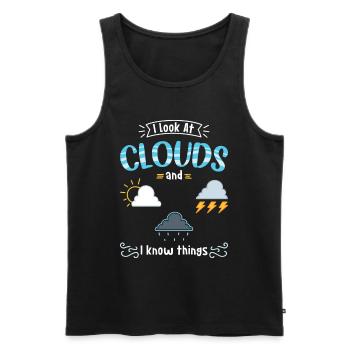 Météorologiste I Look At Clouds And I Know Things - Débardeur bio Premium Homme - noir - Devant - Michal (187cm)