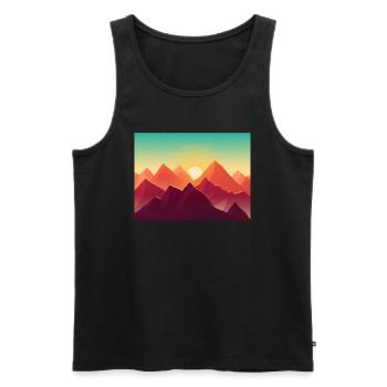 Montagnes - Lever du soleil - Débardeur bio Premium Homme - noir - Devant - Michal (187cm)