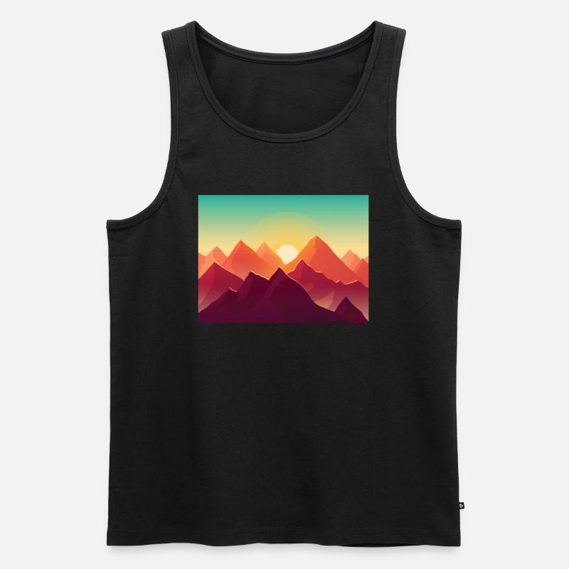 Berge - Sonnenaufgang - Männer Premium Bio Tank Top - Schwarz