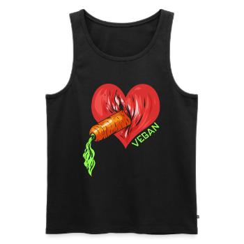 Vagin Carotte Coeur Vegan - Cadeau Vegan - Débardeur bio Premium Homme - noir - Devant - AI Model Male 178 light (178cm)