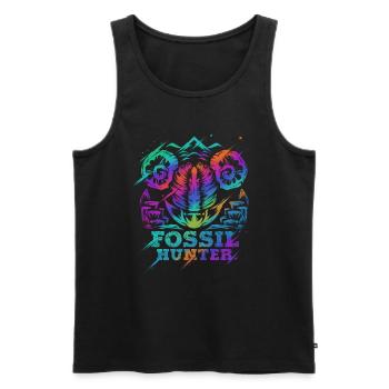 Fossil Hunter Funny Geology Geologist Gift - Men's Premium Organic Tank Top - black - Front - AI Model Male 178 light (178cm)