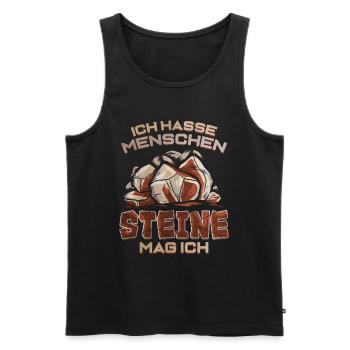 Ich Hasse Menschen Steine mag ich - Geologie - Männer Premium Bio Tank Top - Schwarz - Vorne - Michal (187cm)