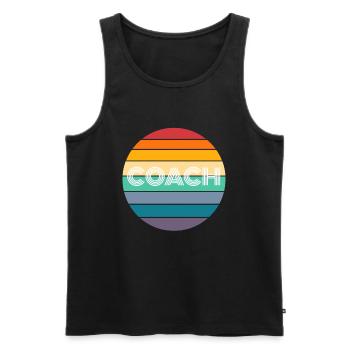 Rainbow COACH Shirt, Rétro COACH, COACH Sunset, - Débardeur bio Premium Homme - noir - Devant - Michal (187cm)