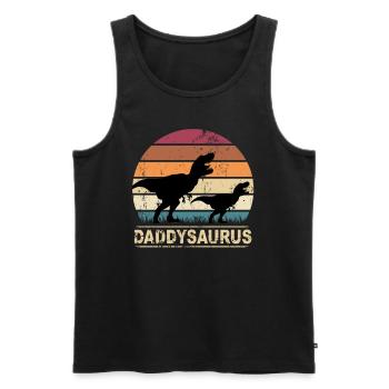Papa Dino Retro Daddysaurus cadeau de fête des pères - Débardeur bio Premium Homme - noir - Devant - Michal (187cm)