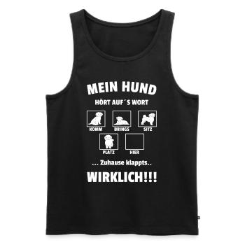 Hund Hört Aufs Wort Hundetrainer Hunde Sprüche - Männer Premium Bio Tank Top - Schwarz - Vorne - AI Model Male 178 light (178cm)