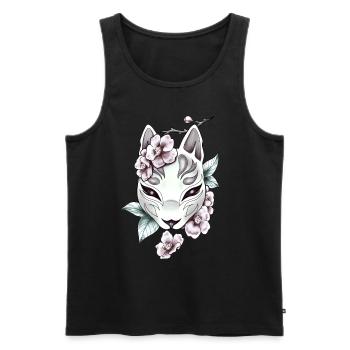 Kitsune Tribal Retro Anime Vintage Orchidee Fuchs - Männer Premium Bio Tank Top - Schwarz - Vorne - Michal (187cm)