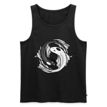 Ying Yang Koi Fisch Zen Retro Vintage Anime Japan - Männer Premium Bio Tank Top - Schwarz - Vorne - Michal (187cm)