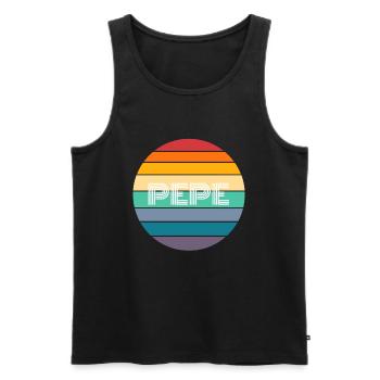 Rainbow PEPE Shirt, Pepe Rétro PEPE, PEPE Sunset, PEPE - Débardeur bio Premium Homme - noir - Devant - Michal (187cm)