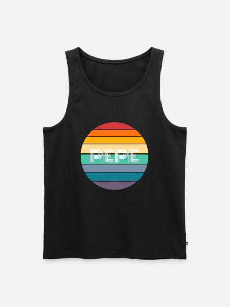 Rainbow PEPE Shirt, Retro PEPE, PEPE Sunset, PEPE - Men's Premium Organic Tank Top - black