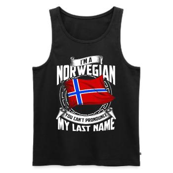 Norwegen Name Wikinger Fjord Elch Norge Norway - Männer Premium Bio Tank Top - Schwarz - Vorne - AI Model Male 178 light (178cm)