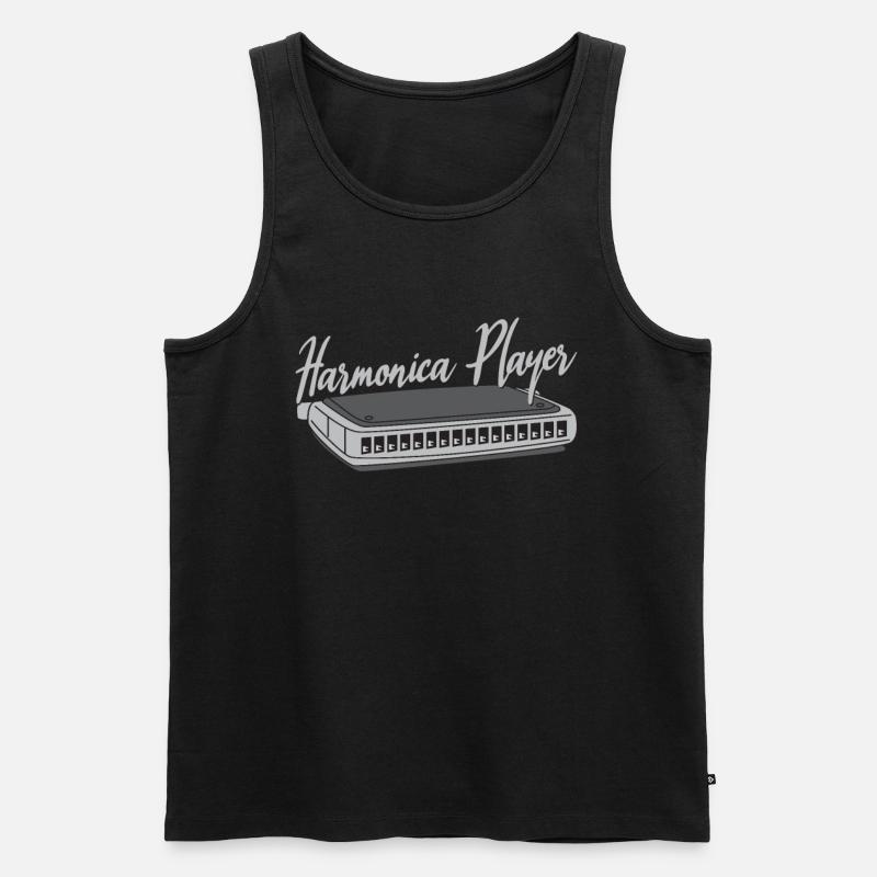 Harmonica Player Harmonica Harmonica cadeau - Débardeur bio Premium Homme - noir