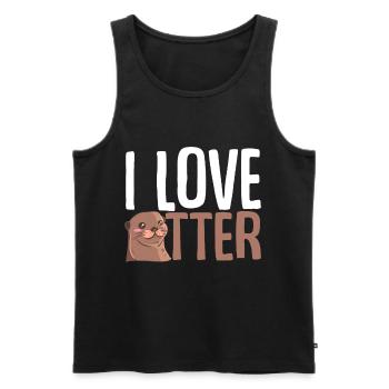 Otter Animal Love - Men's Premium Organic Tank Top - black - Front - Michal (187cm)