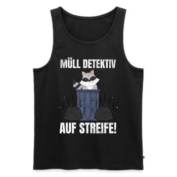 Waschbär Müll Detektiv im Einsatz - Männer Premium Bio Tank Top - Schwarz - Vorne - Michal (187cm)