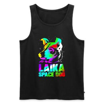 Laika Space Dog Soviet Union Russia Space Travel - Men's Premium Organic Tank Top - black - Front - AI Model Male 178 light (178cm)
