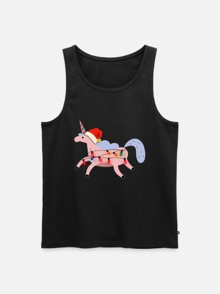 Einhorn Ugly Christmas - Männer Premium Bio Tank Top - Schwarz
