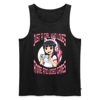 Just A Girl Who Loves Anime And Video Games - Men's Premium Organic Tank Top - black - Front - AI Model Male 178 light (178cm)