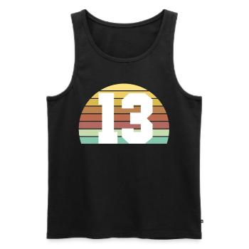 13 - Men's Premium Organic Tank Top - black - Front - AI Model Male 178 light (178cm)