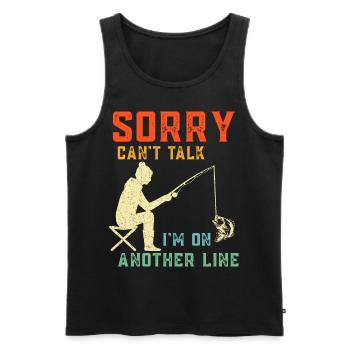 Vintage Sorry I Can t Talk I m On Another Line - Men's Premium Organic Tank Top - black - Front - AI Model Male 178 light (178cm)