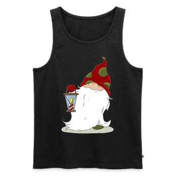 Christmas Nordic Elf Elves Dwarf Lantern - Men's Premium Organic Tank Top - black - Front - Michal (187cm)