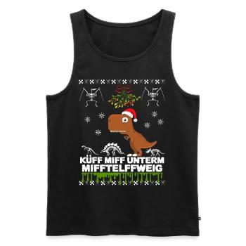 KÜSS MICH UNTERM MISTELZWEIG DINO - Männer Premium Bio Tank Top - Schwarz - Vorne - Michal (187cm)