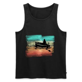 Angler im Boot Fishing Angeln - Männer Premium Bio Tank Top - Schwarz - Vorne - AI Model Male 178 light (178cm)