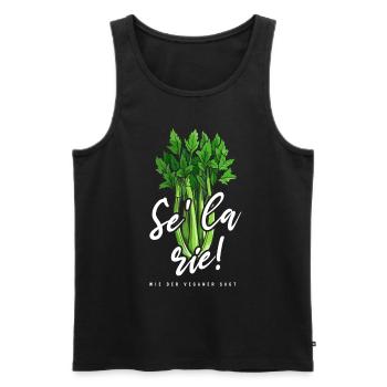 Se' la rie - Sellerie Gemüse Lustiger Spruch - Männer Premium Bio Tank Top - Schwarz - Vorne - Michal (187cm)