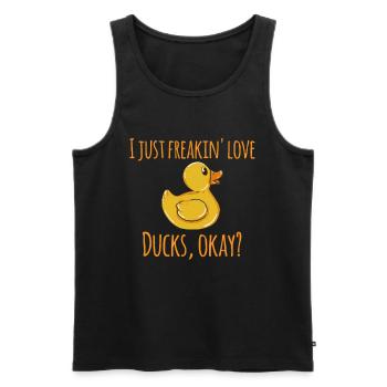 J'adore les canards - Canard de bain amateur de canard - Débardeur bio Premium Homme - noir - Devant - AI Model Male 178 light (178cm)
