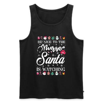 Noël soit gentil avec l'infirmière que le père Noël regarde - Débardeur bio Premium Homme - noir - Devant - AI Model Male 178 light (178cm)