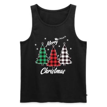 Buffalo Plaid Christmas Tree Red Green White - Men's Premium Organic Tank Top - black - Front - AI Model Male 178 light (178cm)