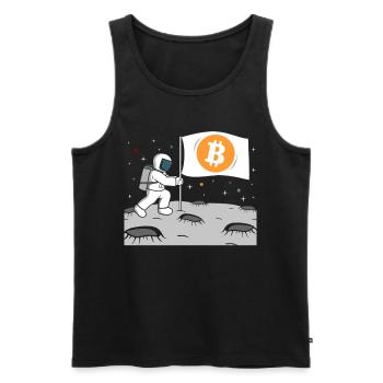 Astronaut Bitcoin Moon BTC - Men's Premium Organic Tank Top - black - Front - AI Model Male 178 light (178cm)