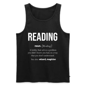 Buch - Männer Premium Bio Tank Top - Schwarz - Vorne - AI Model Male 178 light (178cm)