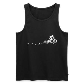 Vélo de cross-country avec cyclisme sur les motards E MTB - Débardeur bio Premium Homme - noir - Devant - AI Model Male 178 light (178cm)