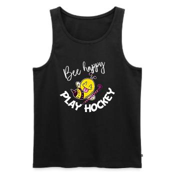Bee Happy Play Hockey - Men's Premium Organic Tank Top - black - Front - Michal (187cm)