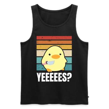 Yeeeeees mignon canard avec couteau meme goose cadeau - Débardeur bio Premium Homme - noir - Devant - AI Model Male 178 light (178cm)