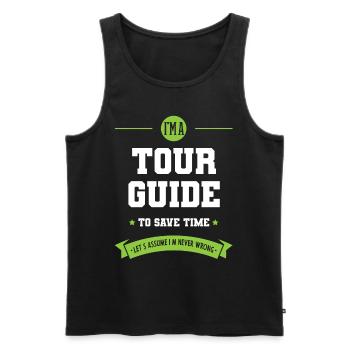 Je suis guide touristique - Cadeau d'emploi de guide touristique Drôle - Débardeur bio Premium Homme - noir - Devant - AI Model Male 178 light (178cm)