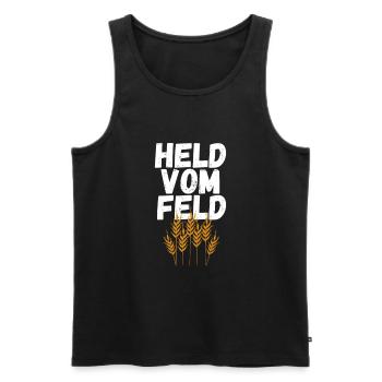 Held vom Feld. Lustige Geschenkidee Bauer Landwirt - Männer Premium Bio Tank Top - Schwarz - Vorne - AI Model Male 178 light (178cm)