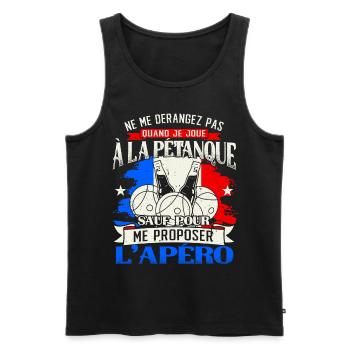Petanque Humour Boccia Bouliste - Débardeur bio Premium Homme - noir - Devant - Michal (187cm)