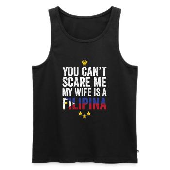 Can't Scare Me Wife Is Filipina Philippines Pinoy - Men's Premium Organic Tank Top - black - Front - AI Model Male 178 light (178cm)