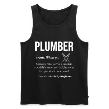 Cadeau de tuyau de travail de plomberie plombier - Débardeur bio Premium Homme - noir - Devant - AI Model Male 178 light (178cm)