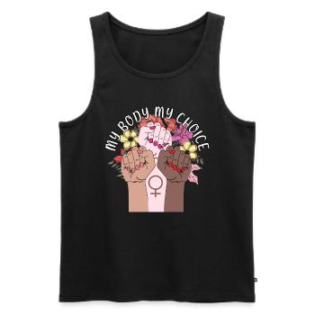 My Body My Choice Body Positivity Frauenrechte - Männer Premium Bio Tank Top - Schwarz - Vorne - Michal (187cm)